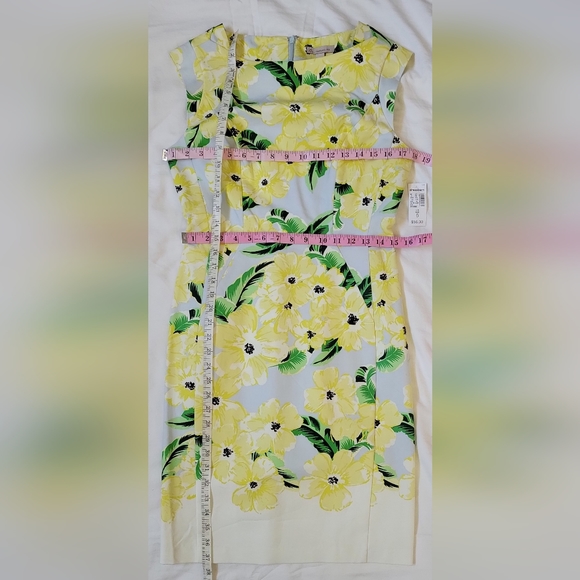 Dress Barn Yellow Flower Sheath Dress - Knee Length - Picture 4 of 8